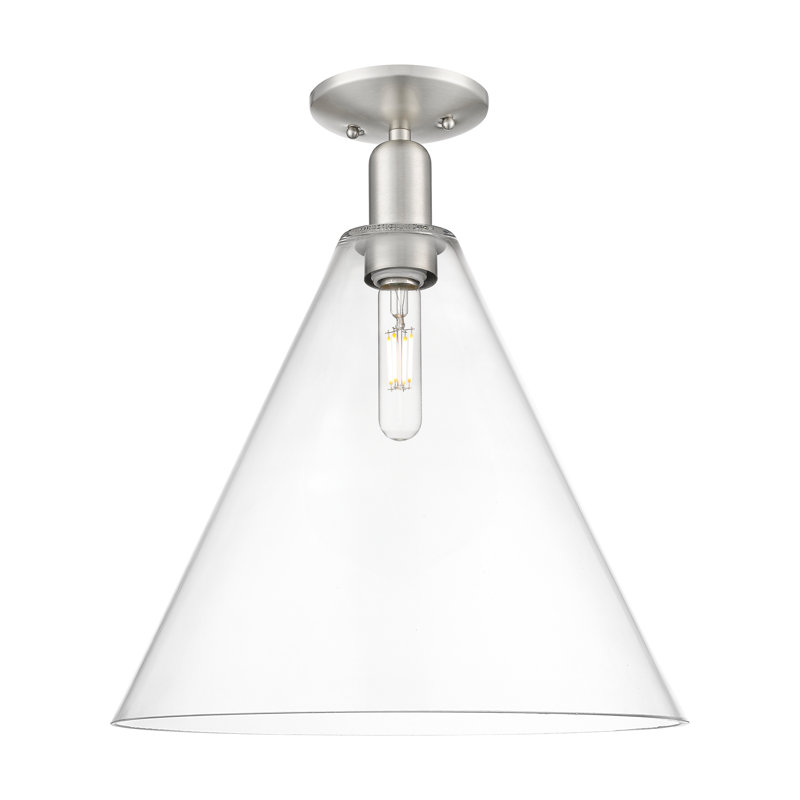 Arcadia - Berkshire Glass - 1 Light Semi-Flush Mount, Brushed Satin Nickel