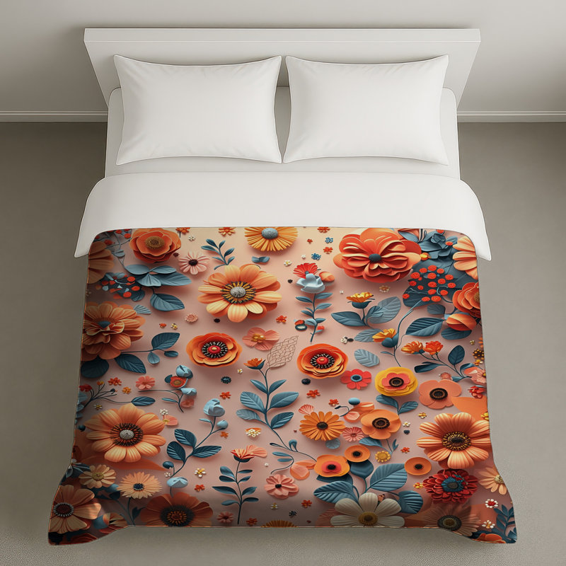 Housse de couette à motif floral, Lit simple