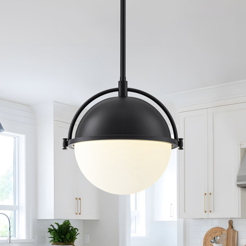 Luminaire suspendu sphérique en verre 1 lumière 9 po Gladi, Noir mat