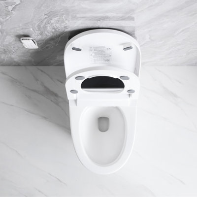 Smart Toilet With Heated Bidet Seat, Auto Flush, Adjustable Air Dryer - Bathroom Luxury Option Intelligent Warm Dryer, Side Button Convenience