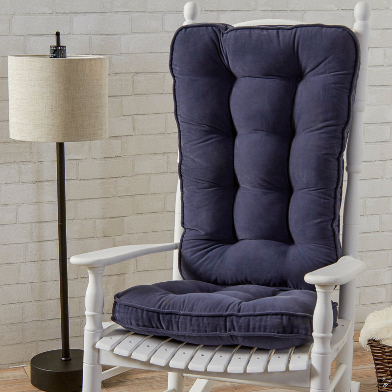 Ensemble de coussins de chaise berçante réversible en microfibre, L 28 po x P 18 po, Denim