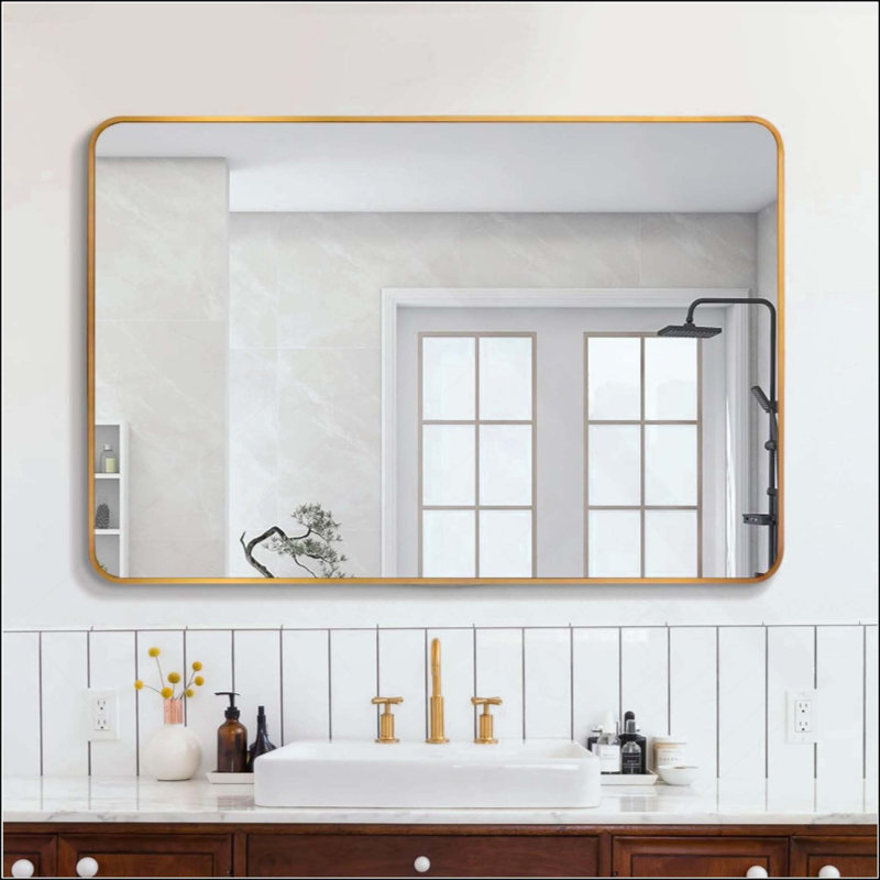 Miroir de salle de bain, 40 po x 30 po, Doré