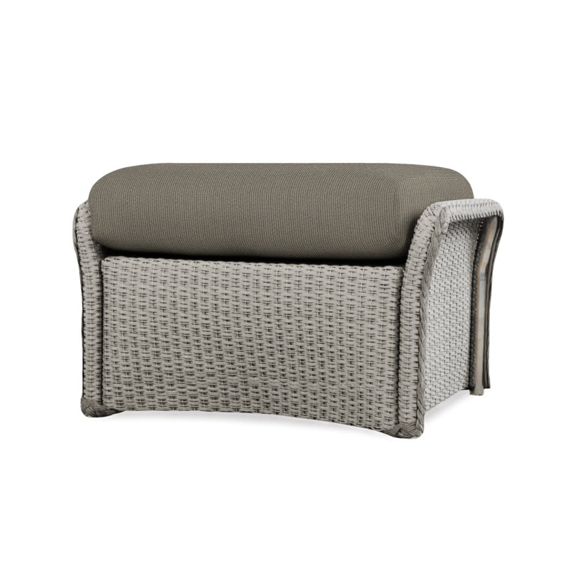 Weekend Retreat Outdoor Ottoman, Flagship Lapis Sunbrella®, Pewter