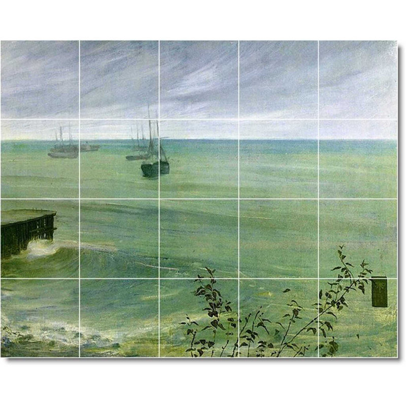 Carreau de peinture murale 40 po x 32 po 8 po x 8 po, James Whistler, peinture de bord de mer W09878
