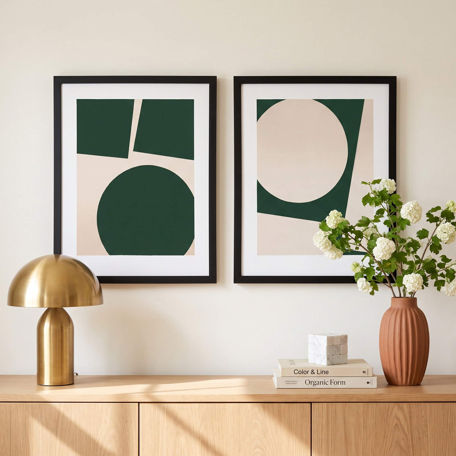 You and Me "In Green" 2-Piece Painting Set, 20" H x 32" W x 1.25" D, Black