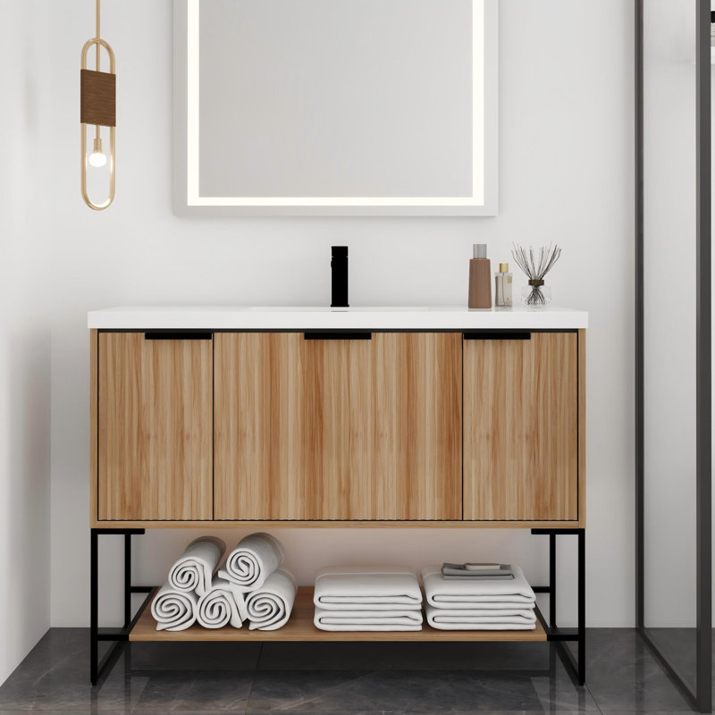 Ensemble de meuble-lavabo autoportant en érable 48 po avec lavabo en résine