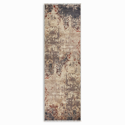 Designer Beige Vintage Washable Non-Slip Indoor/Outdoor Area Rug