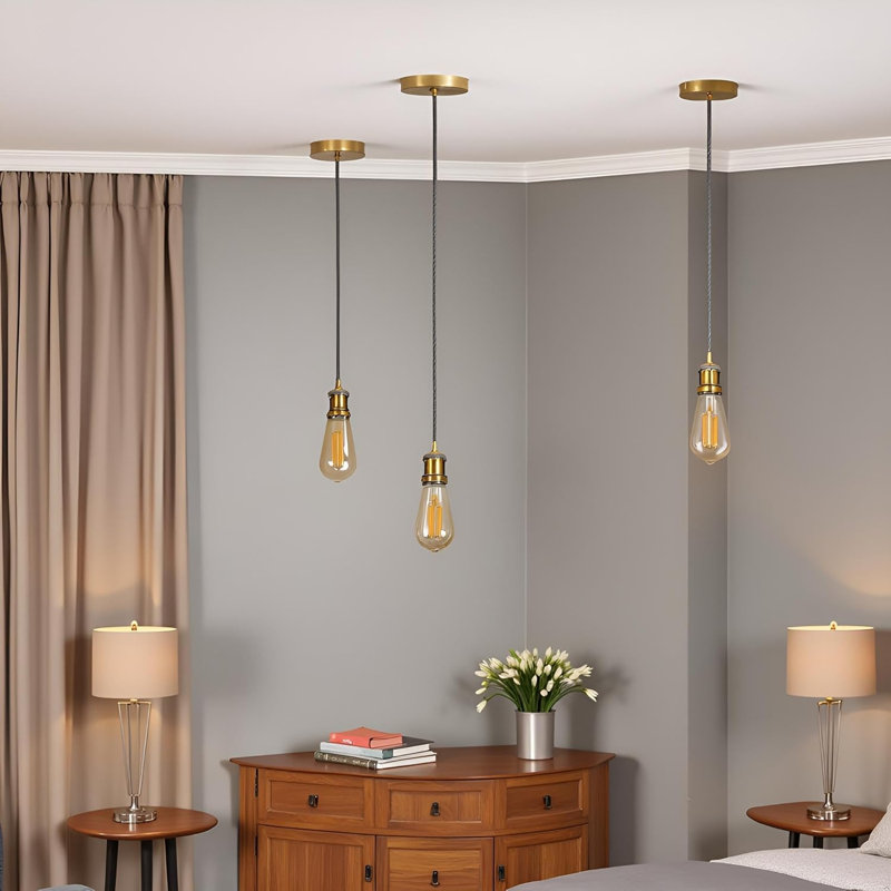 3 - Light Single Pendant, Yellow Brass