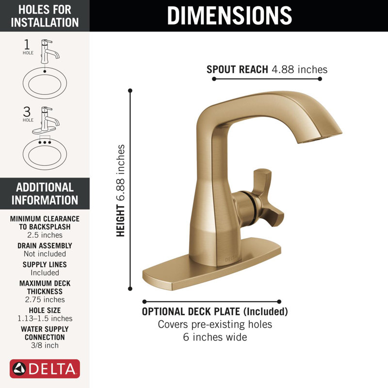 Single Handle Bathroom Faucet, Lumicoat  Champagne Bronze