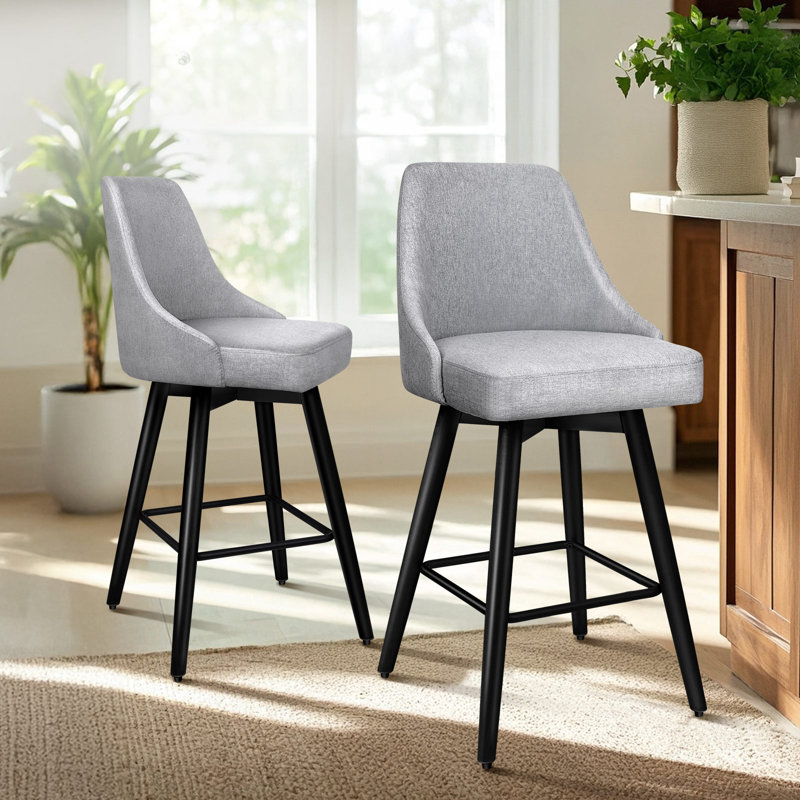 Keensburg Swivel Upholstered Counter Stool, Light Grey