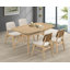 Ensemble de salle à manger 5 pièces en bois Aria avec pieds sculptés et chaises rembourrées-774489447-568357807