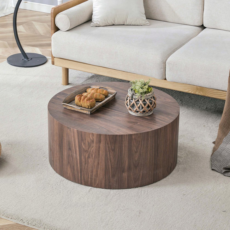 Table basse cylindrique profonde noyer