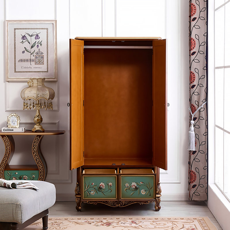 Garde-robe de style européen en bois massif peint rétro