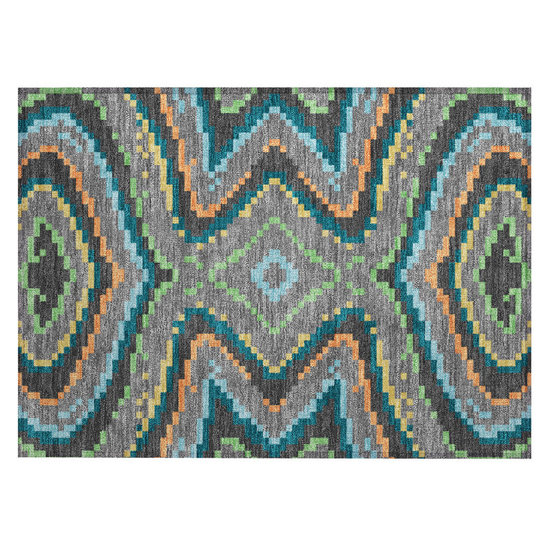 Machine Washable Indoor/Outdoor Chantille ACN2829 Kids Rug, 1'8" x 2'6", Gray