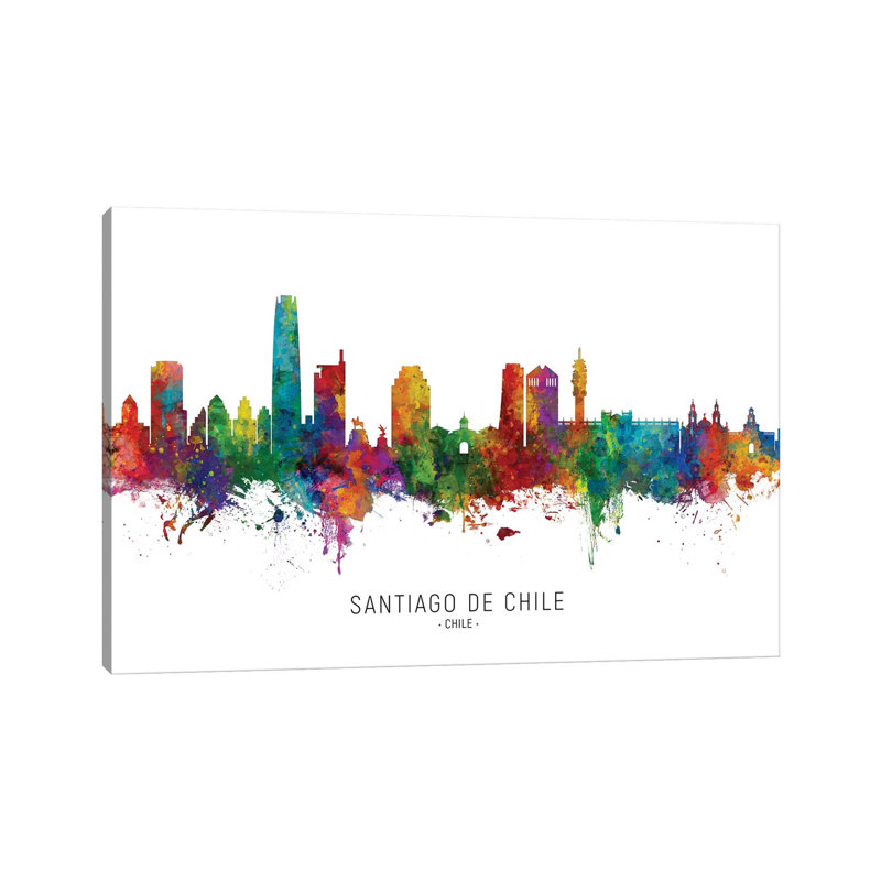 «Santiago De Chili Skyline» par Michael Tompsett, impression sur toile tendue, H 8 po x l 12 po x P 0,75 po