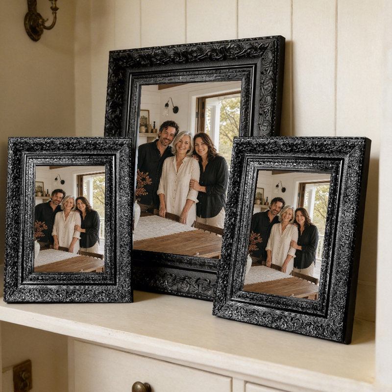 Cadre photo noir 3 pièces 5 "x 7" style vintage avec table ou mur