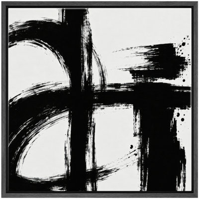 «Black White Expressive Minimalist Abstract Wall Art Decor», reproduction encadrée sur toile