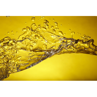 Yellow Bubbles and Splash 1 Piece Wrapped Canvas Wall Art