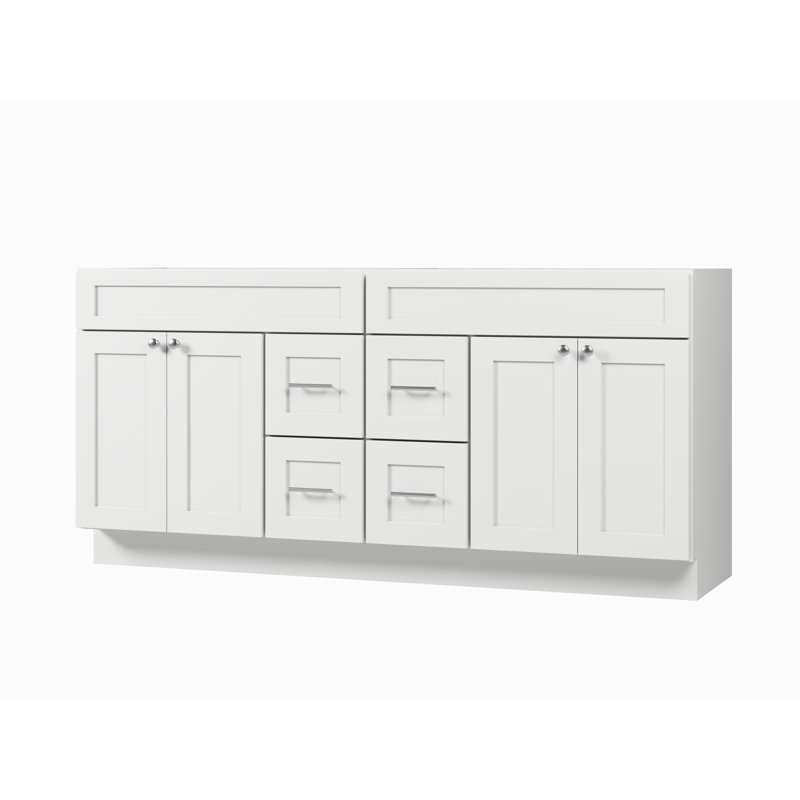 72'' Double Bathroom Vanity Base Only in White, White