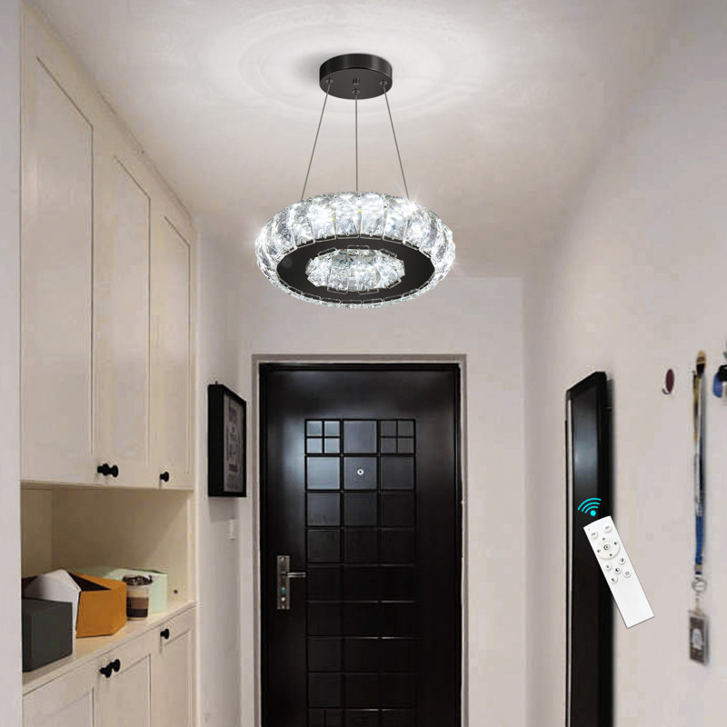 Lustre rond en cristal noir, Noir mat