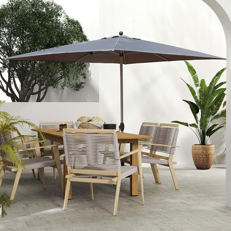 Rectangle Patio Umbrella With Crank Lift (Base Not Included), Grey