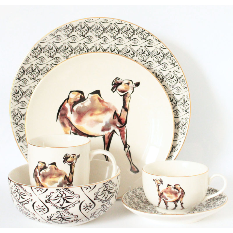 Aybike Piece Porcelain China Dinnerware Set - Service for 4