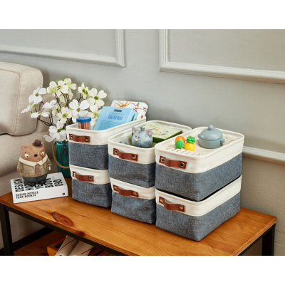 Decomomo Foldable Storage Bin | Collapsible Sturdy Cationic Fabric Storage Basket Cube W/Handles