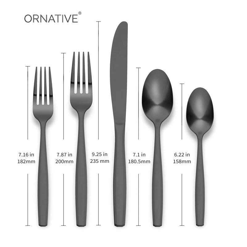 Ensemble de couverts 20 pièces en acier inoxydable AMIAS 18/0, Noir