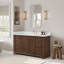 Meuble-lavabo simple 60 po avec plateau en pierre de quartz blanc Friedliese-271129519