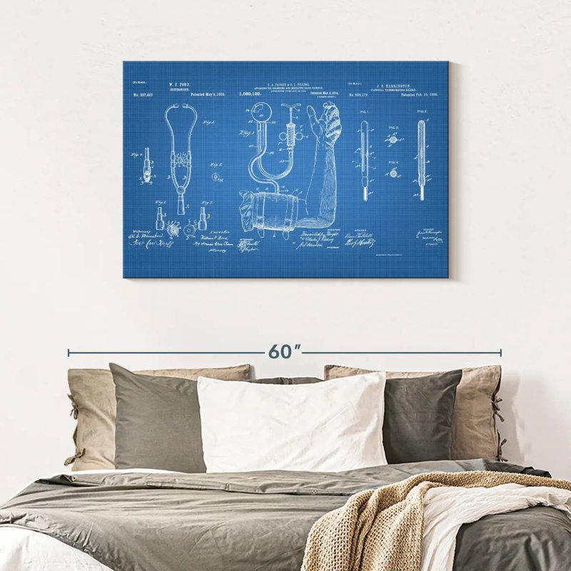 «Médical équipements médicaux», brevet bleu sur toile, H 30 po x l 45 po x P 1,25 po