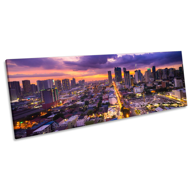 Manila Philippines Asia Skyline - Wrapped Canvas Panoramic Print, 45.72cm H x 137.16cm W x 2cm D