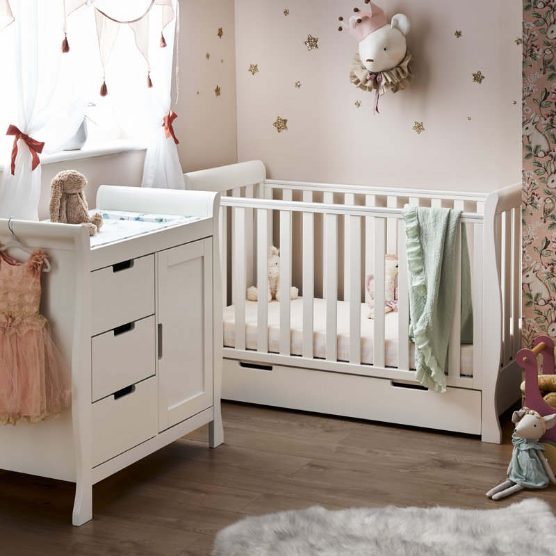 Stamford Mini Cot Bed 2-Piece Nursery Furniture Set, White