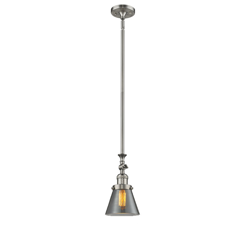 1 - Light Single Pendant, Brushed Satin Nickel, Smoked