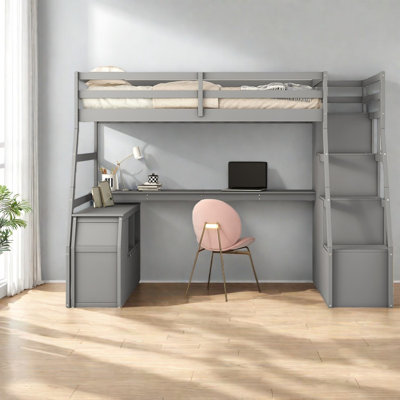 Storage Loft Beds, Twin Wood Mdf Modern Study Bed For Small Home