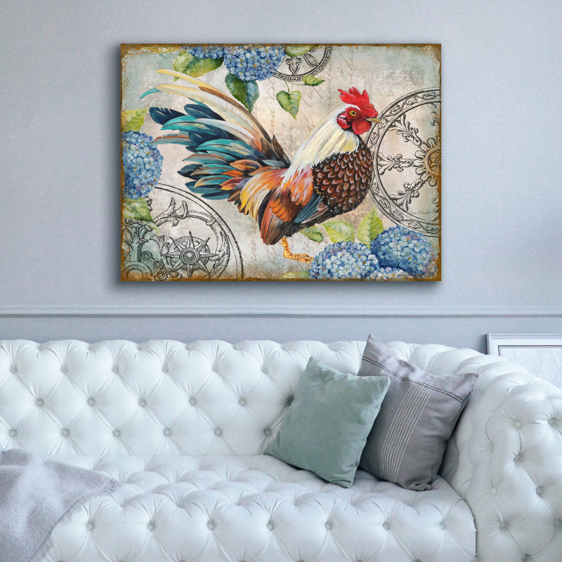 Art mural en toile Epic Graffiti «Ironwork Rooster C» par Jean Plout, 54 po x 40 po