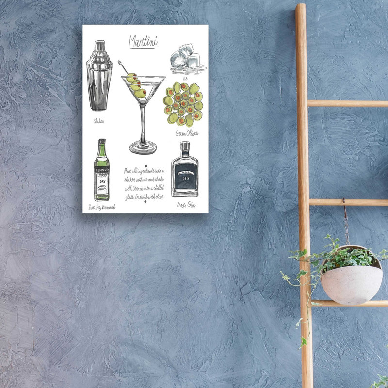 «Classic Cocktail-Martini» par Naomi McCavitt, art mural en verre acrylique, H 24 po x l 16 po x P 0,2 po