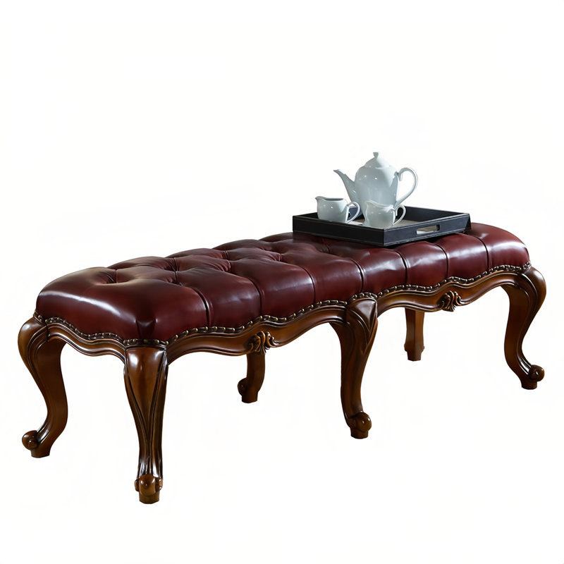 Banc rembourré en cuir véritable Ashmin