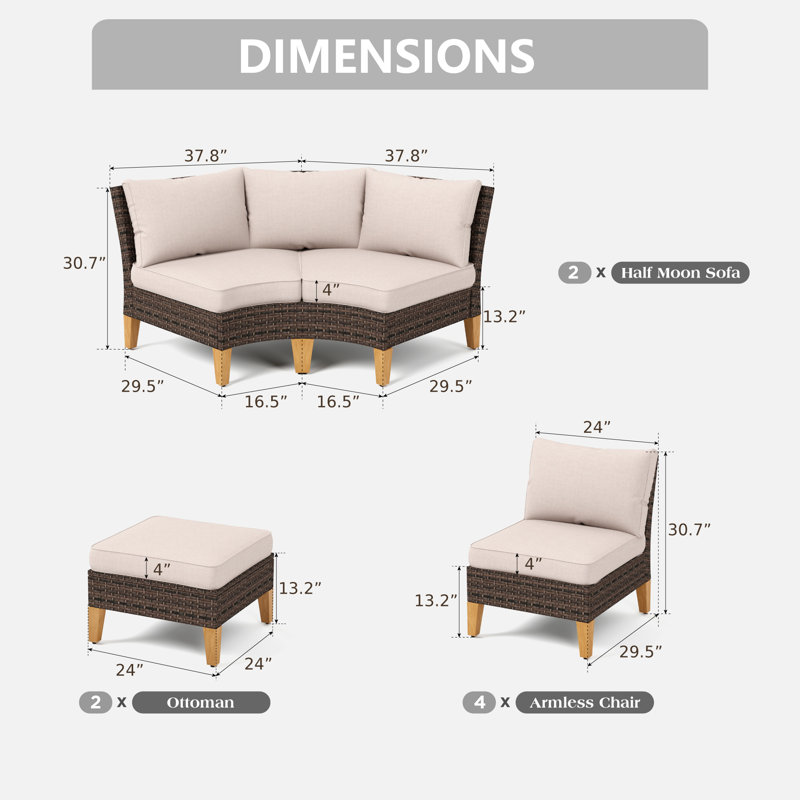 Ensemble de conversation d'extérieur en osier Argyri, Beige, Non