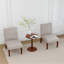 Ensemble de 2 chaises d'appoint en tissu avec table ronde en bois et fauteuil de chambre décoratif