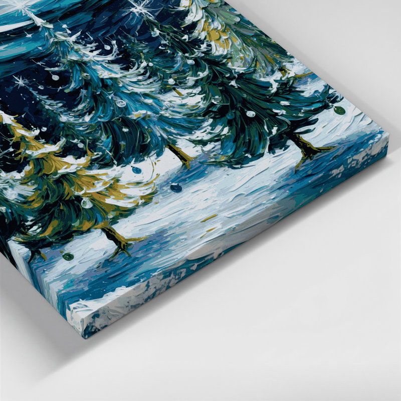 «Christmas Dancing Christmas arbres», art mural sur toile grise, H 12 po x l 18 po