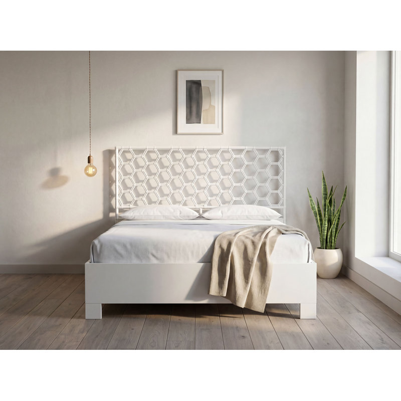 Honeycomb Wicker/Rattan Open-Frame Headboard, Sunflower Yellow, Twin