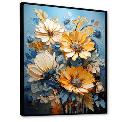«Azure Fields Sunflowers III» - art mural toile de tournesols