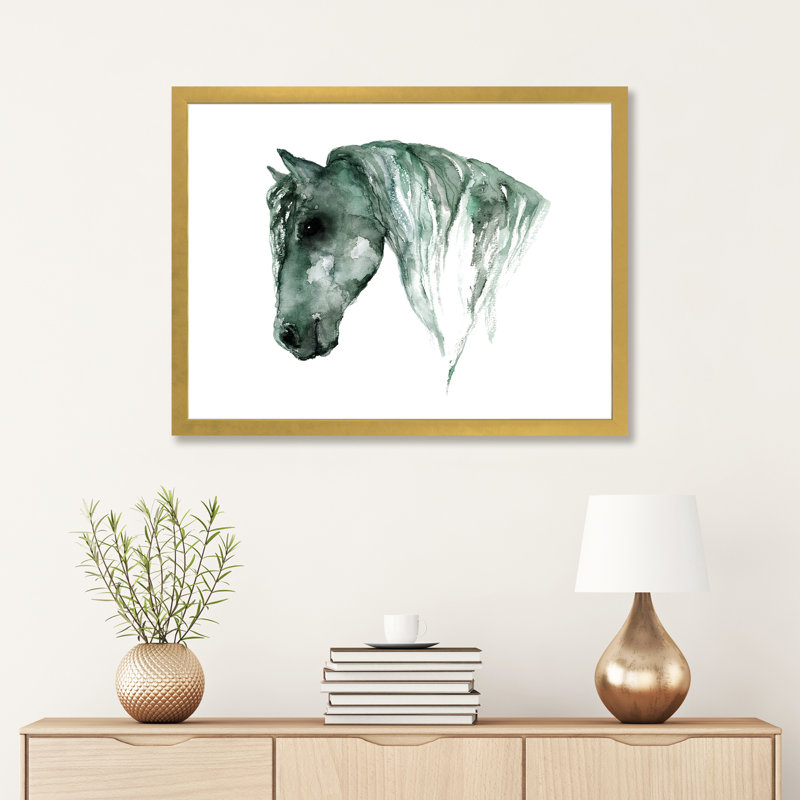 Art du cheval, H 24 po x l 32 po x P 1 po, Papier encadré doré