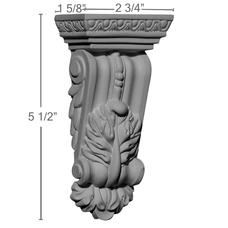 Endurathane Granada Corbel, 2 3/4"W x 1 5/8"D x 5 1/2"H, Factory Primed