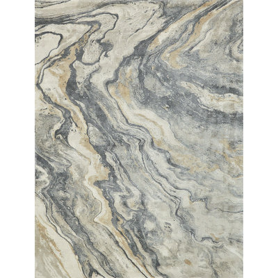 Gianni Abstract Area Rug in Gold/Gray/Ivory