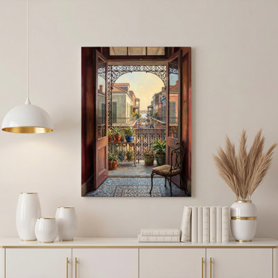 Art mural en toile Gallery Wrap pour le salon, la chambre à coucher, le bureau ou le vestibule - décoration murale décorative avec vue sur le balcon