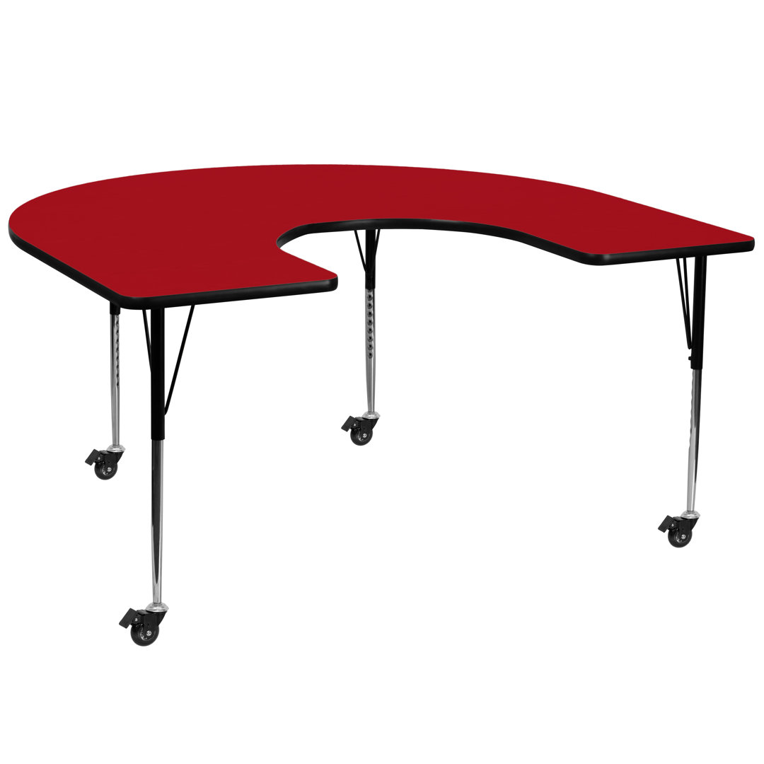 Goddard 60''W x 66''L Horseshoe Thermal Laminate Activity Table - Adjustable Short Legs Flash Furniture
