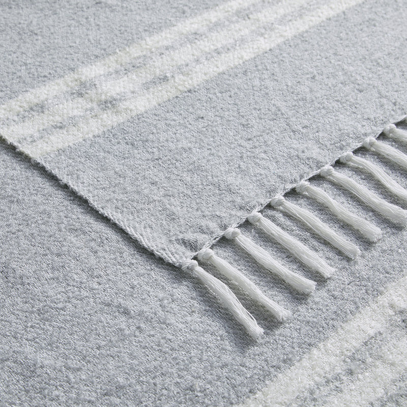 Tanya Twill Stripe Throw, 50" x 60", Gray/Ivory