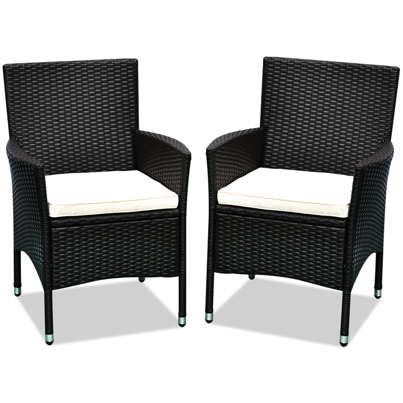 Chaises de 2, avec coussins et patins, pour le patio, la pelouse, le jardin, le café foncé, la cour arrière, le style
