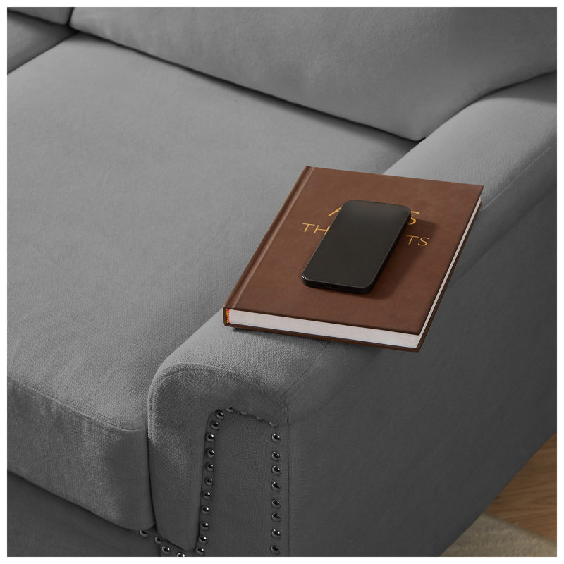 Canapé Chesterfield 3 places en tissu velours l 82 po x P 29,5 po x H 35,4 po Snowfleece, Grey Velvet
